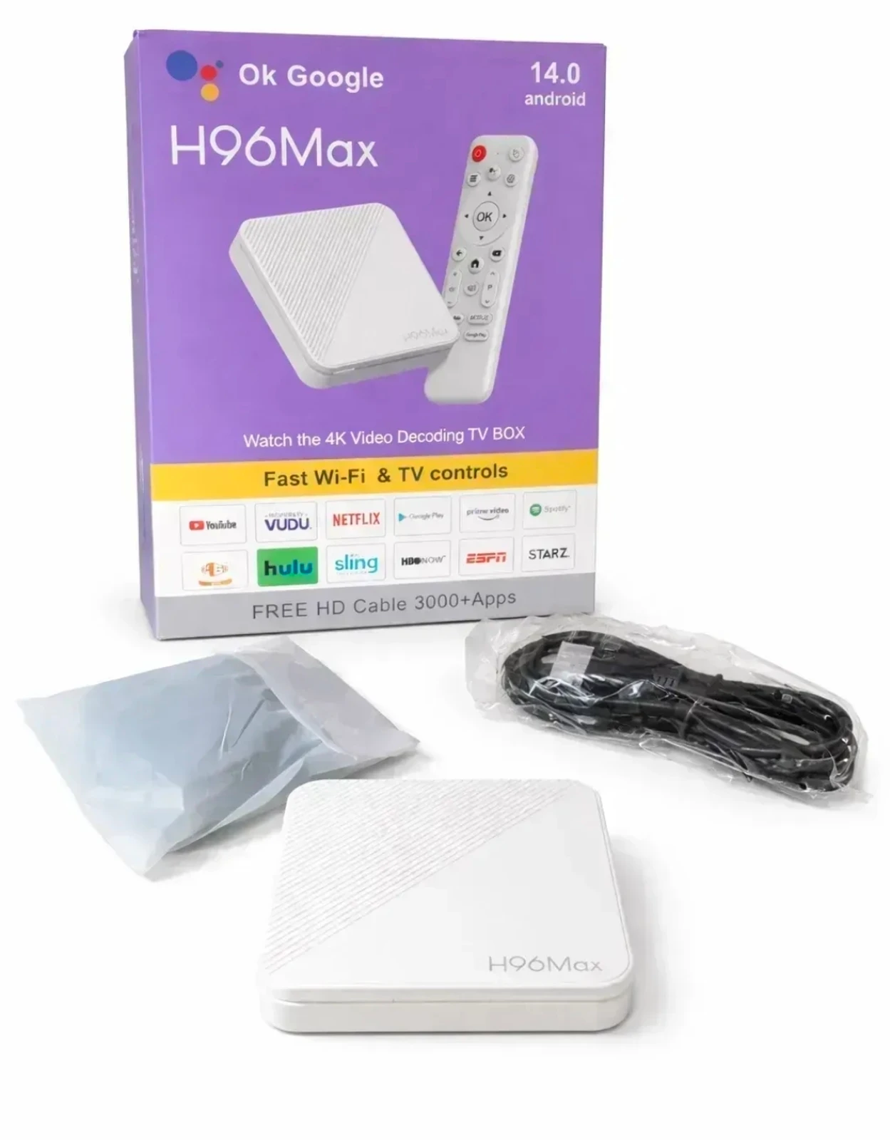 H96 Max Smart TV Box Android 14, 4K, WiFi 6 NOVOO
